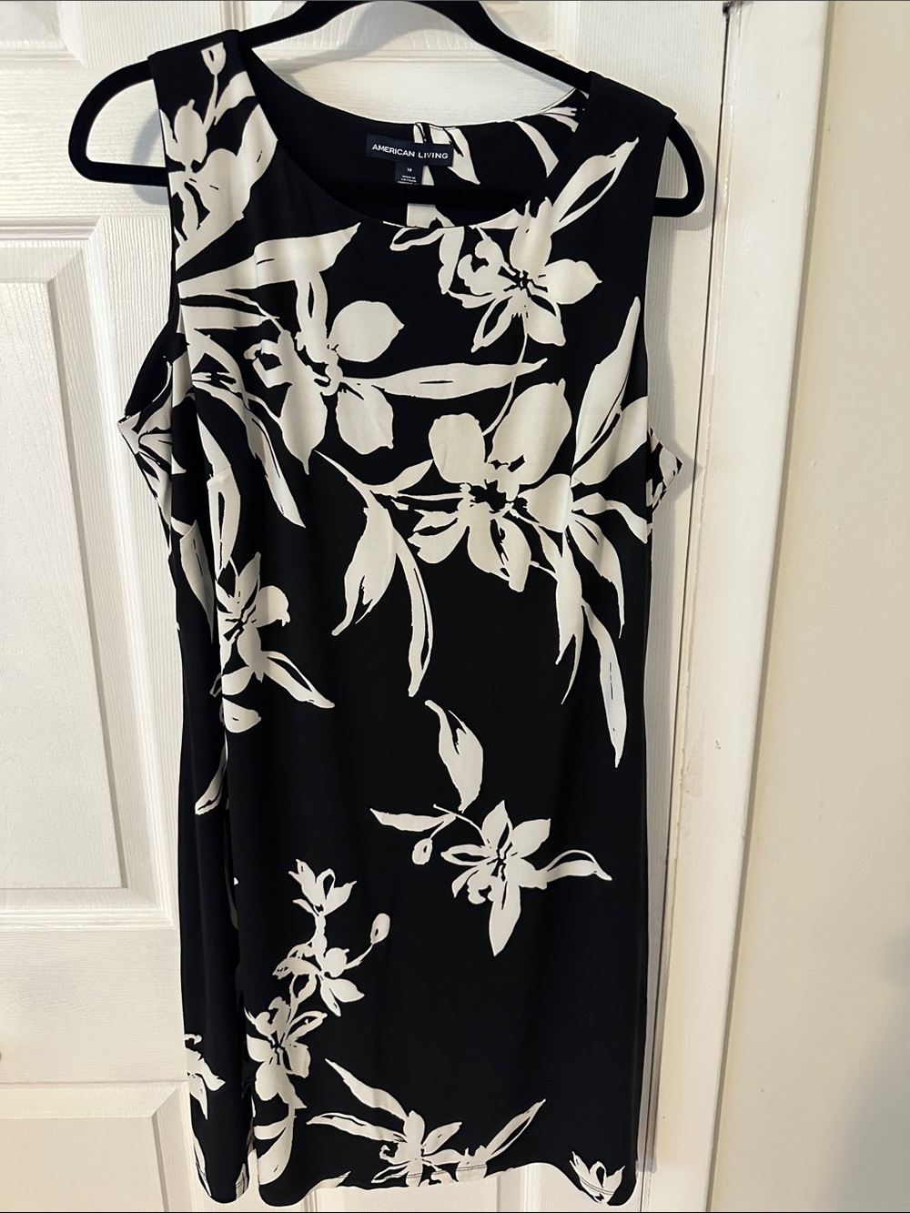 American Living Black and White Floral Midi Dress